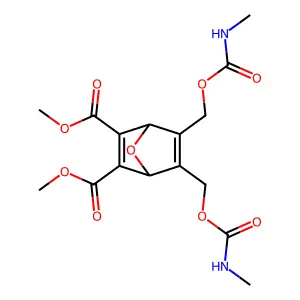 dimethyl 5,6-bis(methylcarbamoyloxymethyl)-7-oxabicyclo[2.2.1]hepta-2,5-diene-2,3-dicarboxylate structure