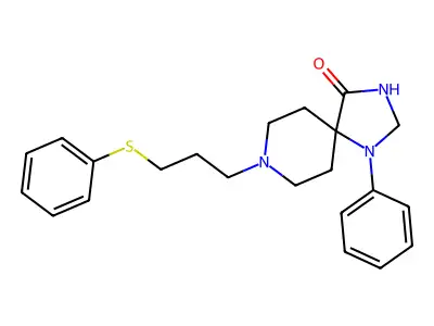 1,3,8-Triazaspiro(4.5)decan-4-one, 1-phenyl-8-(3-(phenylthio)propyl)- structure
