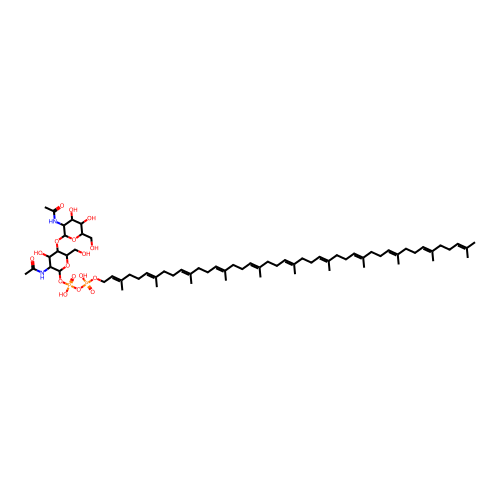 2-(acetylamino)-4-o-[2-(acetylamino)-2-deoxyhexopyranosyl]-2-deoxy-1-o-[hydroxy({hydroxy[(3,7,11,15,19,23,27,31,35,39,43-undecamethyltetratetraconta-2,6,10,14,18,22,26,30,34,38,42-undecaen-1-yl)oxy]phosphoryl}oxy)phosphoryl]hexopyranose structure