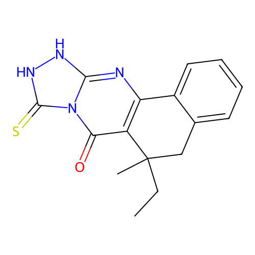 6-ethyl-9-mercapto-6-methyl-5,6-dihydrobenzo[h][1,2,4]triazolo[3,4-b]quinazolin-7(12H)-one structure