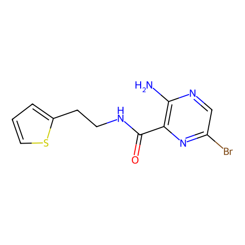 3-Amino-6-bromo-N-(2-thien-2-ylethyl)pyrazine-2-carboxamide structure