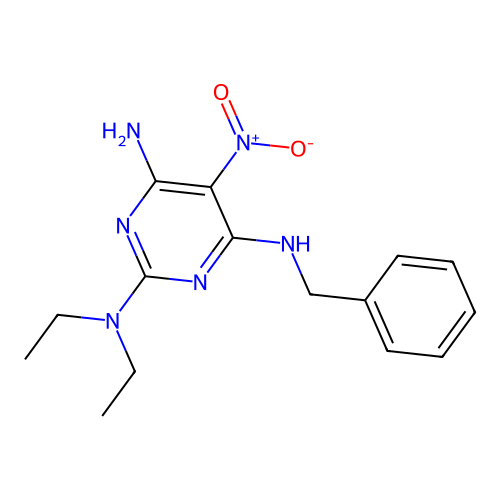{4-Amino-5-nitro-6-[benzylamino]pyrimidin-2-yl}diethylamine structure