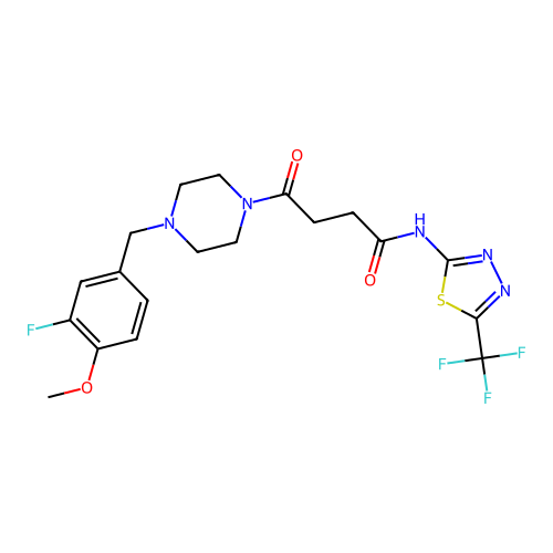 4-(4-(3-fluoro-4-methoxybenzyl)piperazin-1-yl)-4-oxo-N-(5-(trifluoromethyl)-1,3,4-thiadiazol-2-yl)butanamide structure