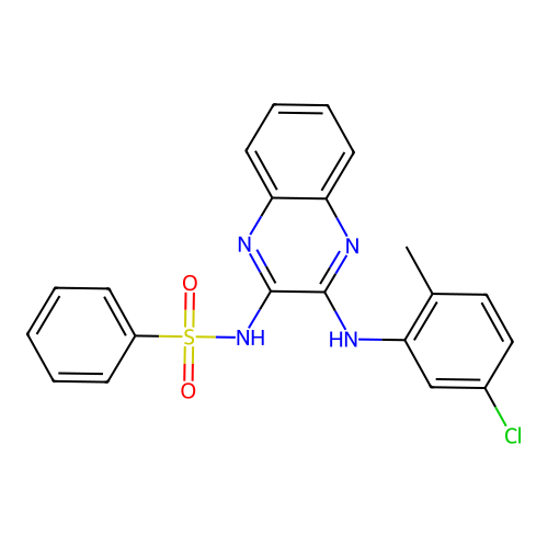 N-(3-((5-chloro-2-methylphenyl)amino)quinoxalin-2-yl)benzenesulfonamide structure