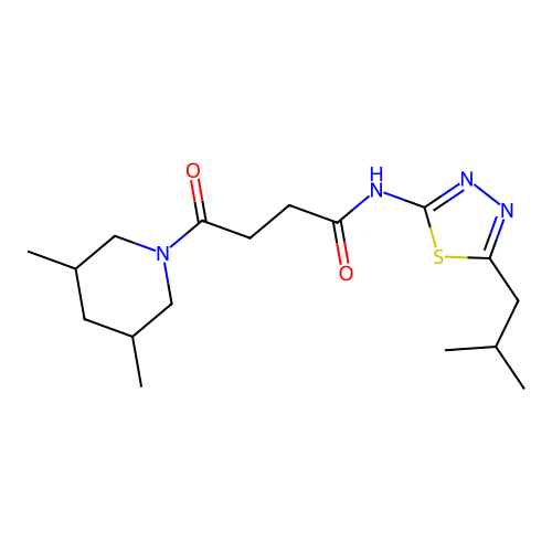 4-(3,5-dimethyl-1-piperidinyl)-N-[5-(2-methylpropyl)-1,3,4-thiadiazol-2-yl]-4-oxobutanamide structure