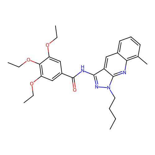 N-(1-butyl-8-methylpyrazolo[3,4-b]quinolin-3-yl)-3,4,5-triethoxybenzamide structure