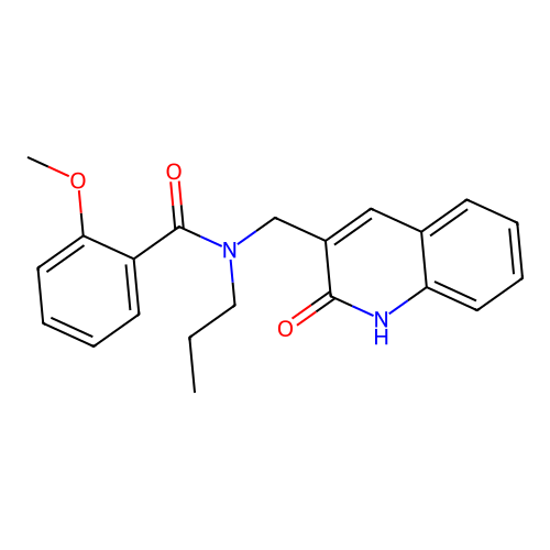 2-methoxy-N-[(2-oxo-1H-quinolin-3-yl)methyl]-N-propylbenzamide structure