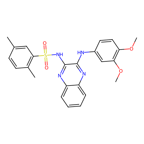 N-(3-((3,4-dimethoxyphenyl)amino)quinoxalin-2-yl)-2,5-dimethylbenzenesulfonamide structure