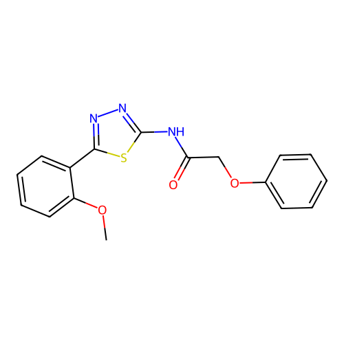 N-(5-(2-methoxyphenyl)-1,3,4-thiadiazol-2-yl)-2-phenoxyacetamide structure