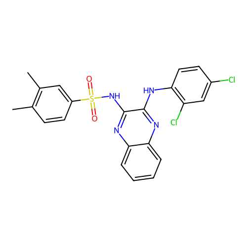 N-[3-(2,4-dichloroanilino)quinoxalin-2-yl]-3,4-dimethylbenzenesulfonamide structure