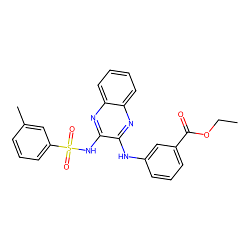 Ethyl 3-[(3-{[(3-methylphenyl)sulfonyl]amino}quinoxalin-2-yl)amino]benzoate structure