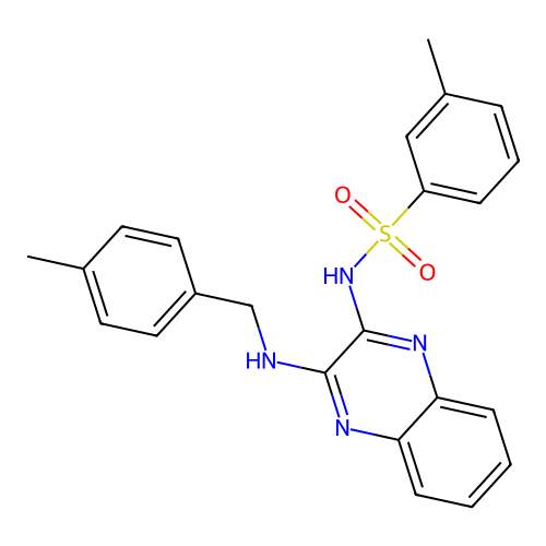 3-methyl-N-(3-((4-methylbenzyl)amino)quinoxalin-2-yl)benzenesulfonamide structure