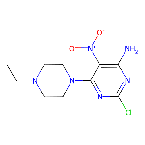 2-Chloro-6-(4-ethylpiperazin-1-yl)-5-nitropyrimidin-4-amine structure