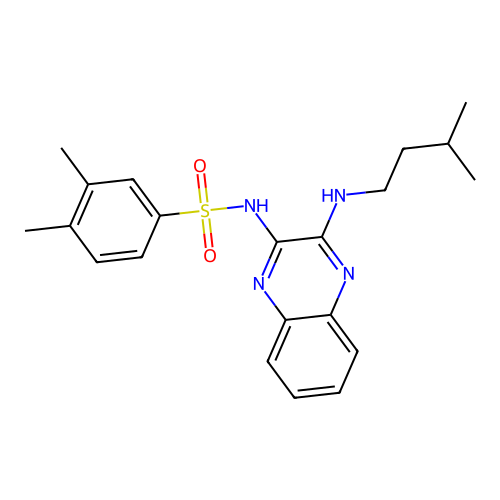 3,4-dimethyl-N-[3-(3-methylbutylamino)quinoxalin-2-yl]benzenesulfonamide structure