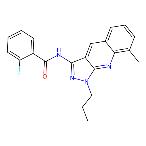 2-fluoro-N-(8-methyl-1-propylpyrazolo[3,4-b]quinolin-3-yl)benzamide structure