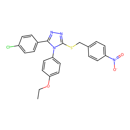 3-(4-chlorophenyl)-4-(4-ethoxyphenyl)-5-[(4-nitrophenyl)methylsulfanyl]-1,2,4-triazole structure