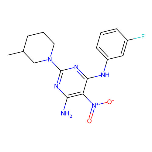 [6-Amino-2-(3-methylpiperidyl)-5-nitropyrimidin-4-yl](3-fluorophenyl)amine structure