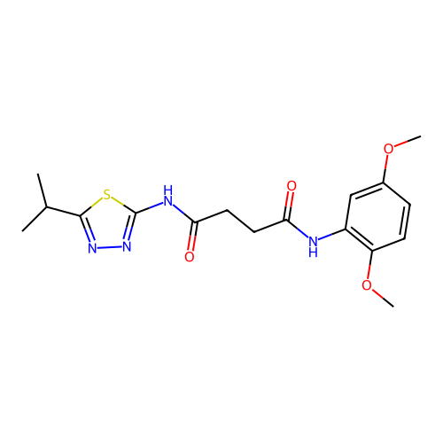 N1-(2,5-dimethoxyphenyl)-N4-(5-isopropyl-1,3,4-thiadiazol-2-yl)succinamide structure
