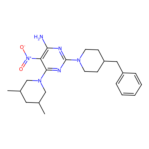 2-(4-benzylpiperidin-1-yl)-6-(3,5-dimethylpiperidin-1-yl)-5-nitropyrimidin-4-amine structure