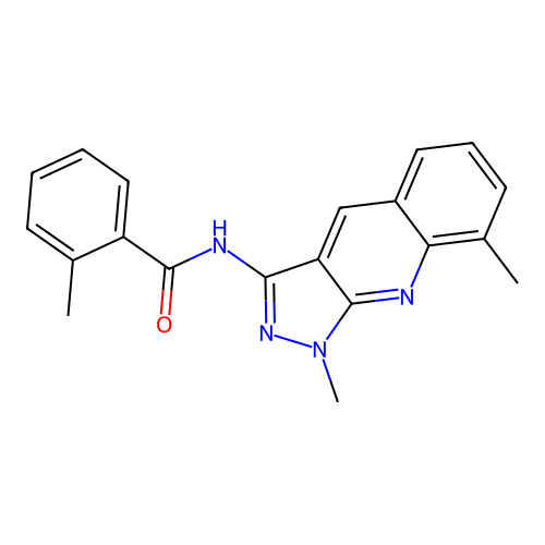 N-(1,8-dimethylpyrazolo[3,4-b]quinolin-3-yl)-2-methylbenzamide structure