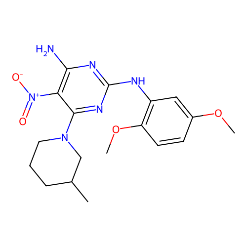[4-amino-6-(3-methylpiperidyl)-5-nitropyrimidin-2-yl](2,5-dimethoxyphenyl)amin e structure