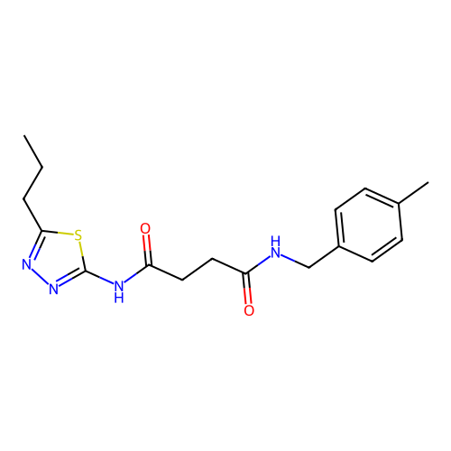 N1-(4-methylbenzyl)-N4-(5-propyl-1,3,4-thiadiazol-2-yl)succinamide structure