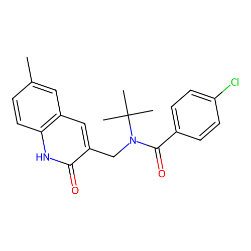N-(tert-butyl)-4-chloro-N-((2-hydroxy-6-methylquinolin-3-yl)methyl)benzamide structure