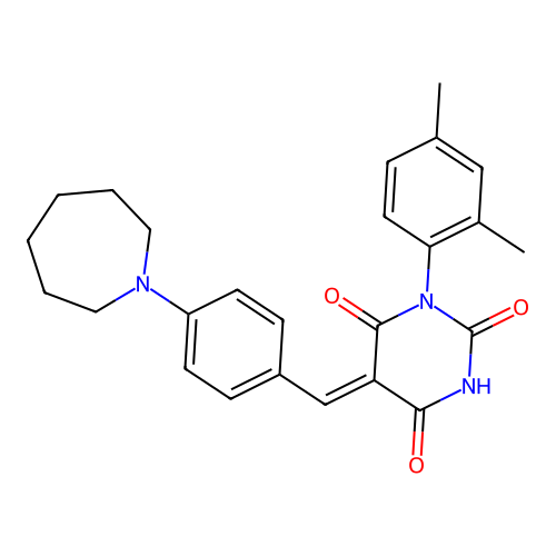 (5Z)-5-[[4-(azepan-1-yl)phenyl]methylidene]-1-(2,4-dimethylphenyl)-1,3-diazinane-2,4,6-trione structure