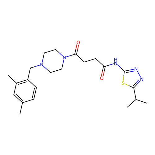 4-(4-(2,4-dimethylbenzyl)piperazin-1-yl)-N-(5-isopropyl-1,3,4-thiadiazol-2-yl)-4-oxobutanamide structure