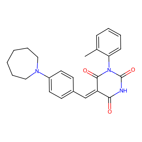 (Z)-5-(4-(azepan-1-yl)benzylidene)-1-(o-tolyl)pyrimidine-2,4,6(1H,3H,5H)-trione structure