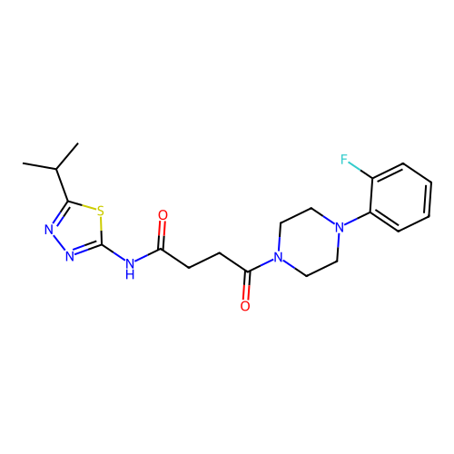 4-(4-(2-fluorophenyl)piperazin-1-yl)-N-(5-isopropyl-1,3,4-thiadiazol-2-yl)-4-oxobutanamide structure