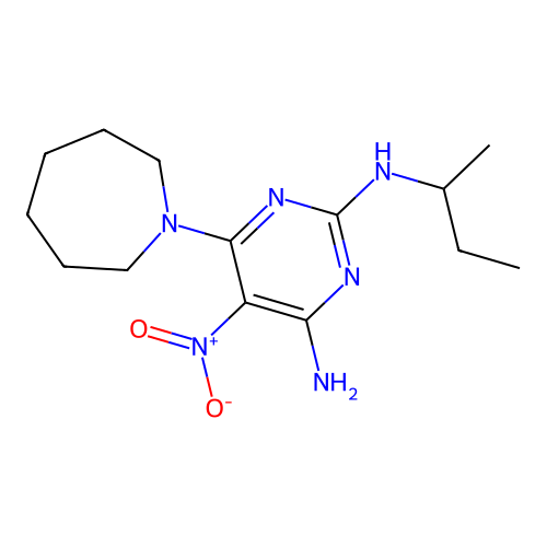 6-(azepan-1-yl)-N~2~-(butan-2-yl)-5-nitropyrimidine-2,4-diamine structure
