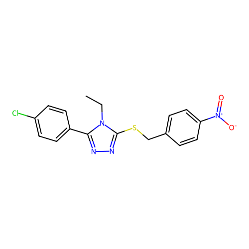 5-(4-Chlorophenyl)-4-ethyl-3-[(4-nitrophenyl)methylthio]-1,2,4-triazole structure