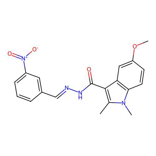 5-methoxy-1,2-dimethyl-N'-(3-nitrobenzylidene)-1H-indole-3-carbohydrazide structure