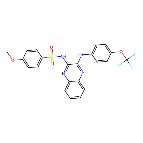 4-methoxy-N-(3-{[4-(trifluoromethoxy)phenyl]amino}quinoxalin-2-yl)benzenesulfonamide structure