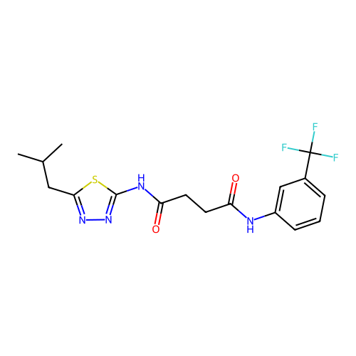 N'-[5-(2-methylpropyl)-1,3,4-thiadiazol-2-yl]-N-[3-(trifluoromethyl)phenyl]butanediamide structure