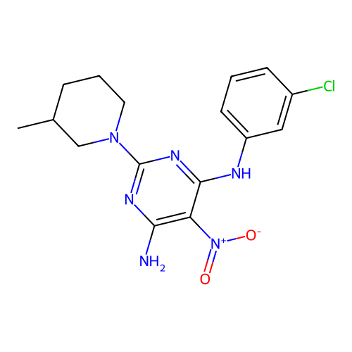 [6-Amino-2-(3-methylpiperidyl)-5-nitropyrimidin-4-yl](3-chlorophenyl)amine structure