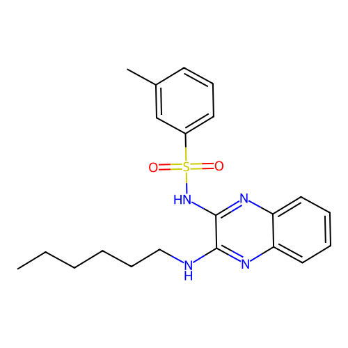 N-[3-(hexylamino)quinoxalin-2-yl]-3-methylbenzenesulfonamide structure