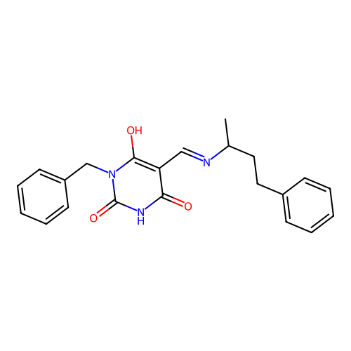 1-benzyl-5-[(4-phenylbutan-2-ylamino)methylidene]-1,3-diazinane-2,4,6-trione structure