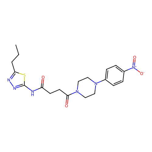4-[4-(4-nitrophenyl)piperazin-1-yl]-4-oxo-N-(5-propyl-1,3,4-thiadiazol-2-yl)butanamide structure