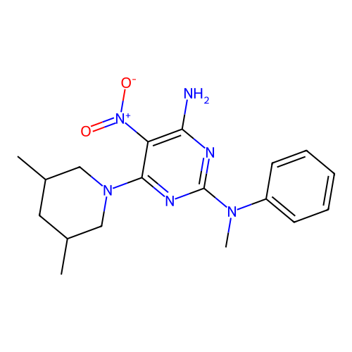 [4-Amino-6-(3,5-dimethylpiperidyl)-5-nitropyrimidin-2-yl]methylphenylamine structure