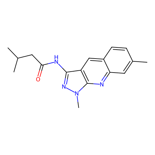 N-(1,7-dimethylpyrazolo[3,4-b]quinolin-3-yl)-3-methylbutanamide structure