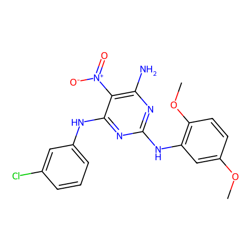 {4-amino-6-[(3-chlorophenyl)amino]-5-nitropyrimidin-2-yl}(2,5-dimethoxyphenyl) amine structure
