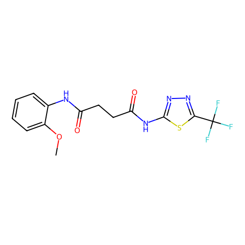 N1-(2-methoxyphenyl)-N4-(5-(trifluoromethyl)-1,3,4-thiadiazol-2-yl)succinamide structure