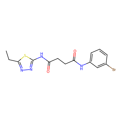 N-(3-bromophenyl)-N'-[(2E)-5-ethyl-1,3,4-thiadiazol-2(3H)-ylidene]butanediamide structure