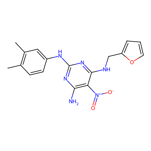 N-(3,4-Dimethyl-phenyl)-N'-furan-2-ylmethyl-5-nitro-pyrimidine-2,4,6-triamine structure