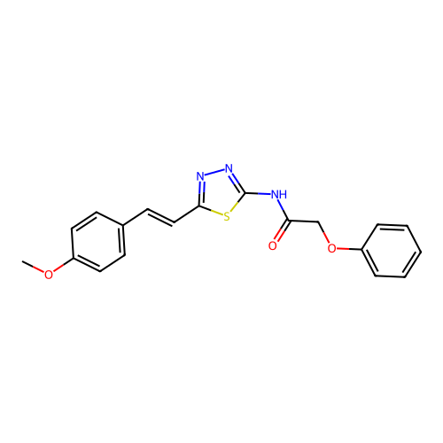 (E)-N-(5-(4-methoxystyryl)-1,3,4-thiadiazol-2-yl)-2-phenoxyacetamide structure