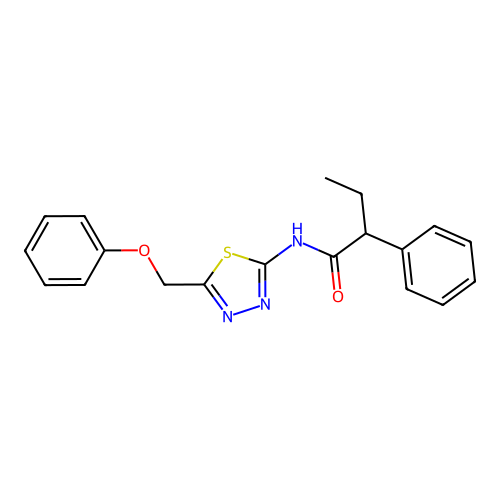 N-[5-(phenoxymethyl)-1,3,4-thiadiazol-2-yl]-2-phenylbutanamide structure