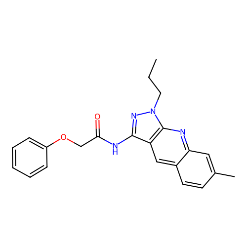 N-(7-methyl-1-propylpyrazolo[3,4-b]quinolin-3-yl)-2-phenoxyacetamide structure