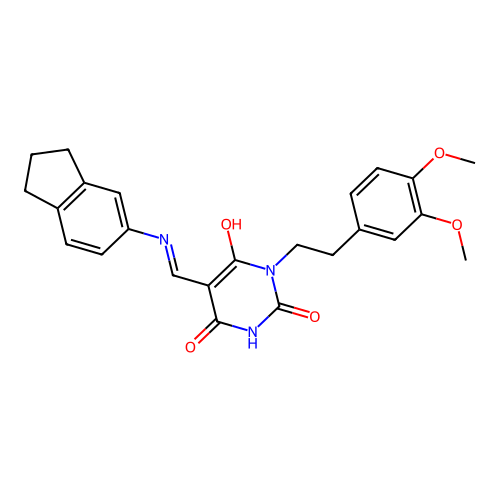 (5Z)-5-[(2,3-dihydro-1H-inden-5-ylamino)methylidene]-1-[2-(3,4-dimethoxyphenyl)ethyl]-1,3-diazinane-2,4,6-trione structure
